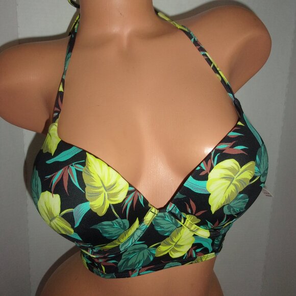 Victoria's Secret Bombshell +2 cups Tropical Floral Long Line Bikini Top - Picture 1 of 3
